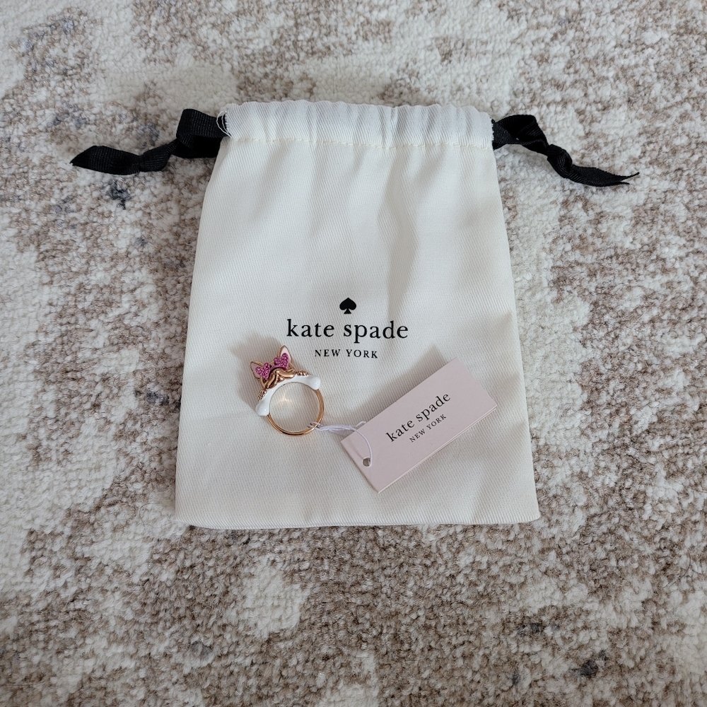 NWT Kate Spade French Bull Dog Ring with Bone